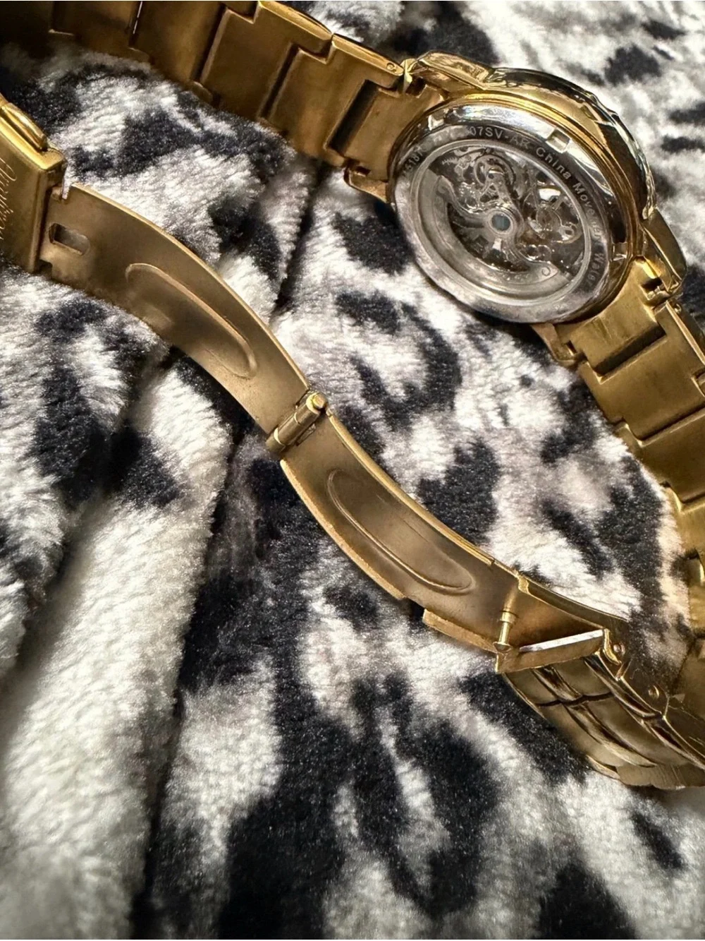 Armitron Gold-Tone Automatic Skeleton Watch with Crystal Bezel